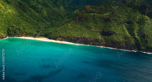 Hanakapiai Beach, a beautiful travel destination in the garden island of Hawaii photo