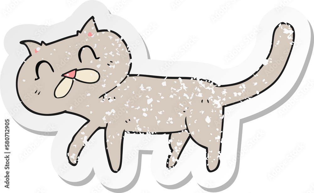 Fototapeta premium retro distressed sticker of a cartoon cat