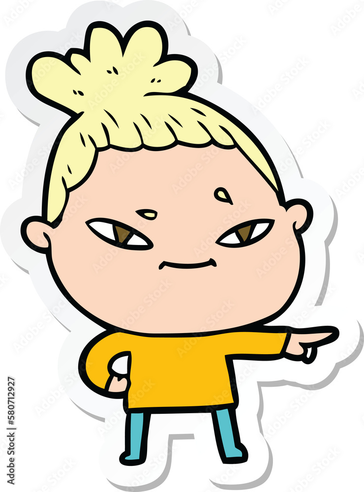 sticker of a cartoon woman