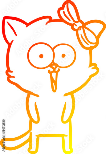 warm gradient line drawing cartoon cat