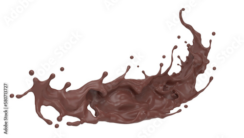 Hot Chocolate Liquid Splash, 3D rendering, Clipping path