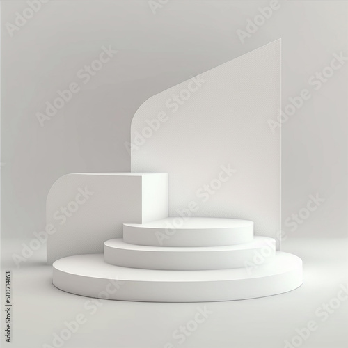 3D podium display product minimalis color white