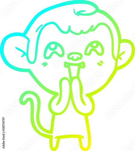 cold gradient line drawing crazy cartoon monkey