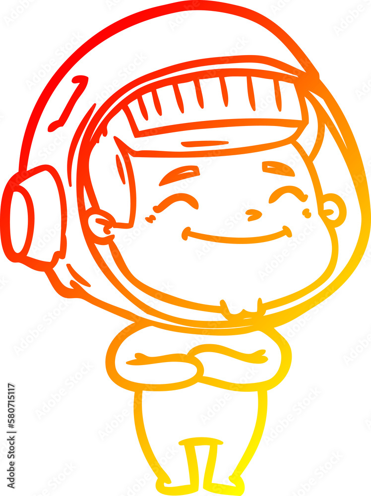 warm gradient line drawing happy cartoon astronaut warm gradient line drawing happy cartoon astronaut