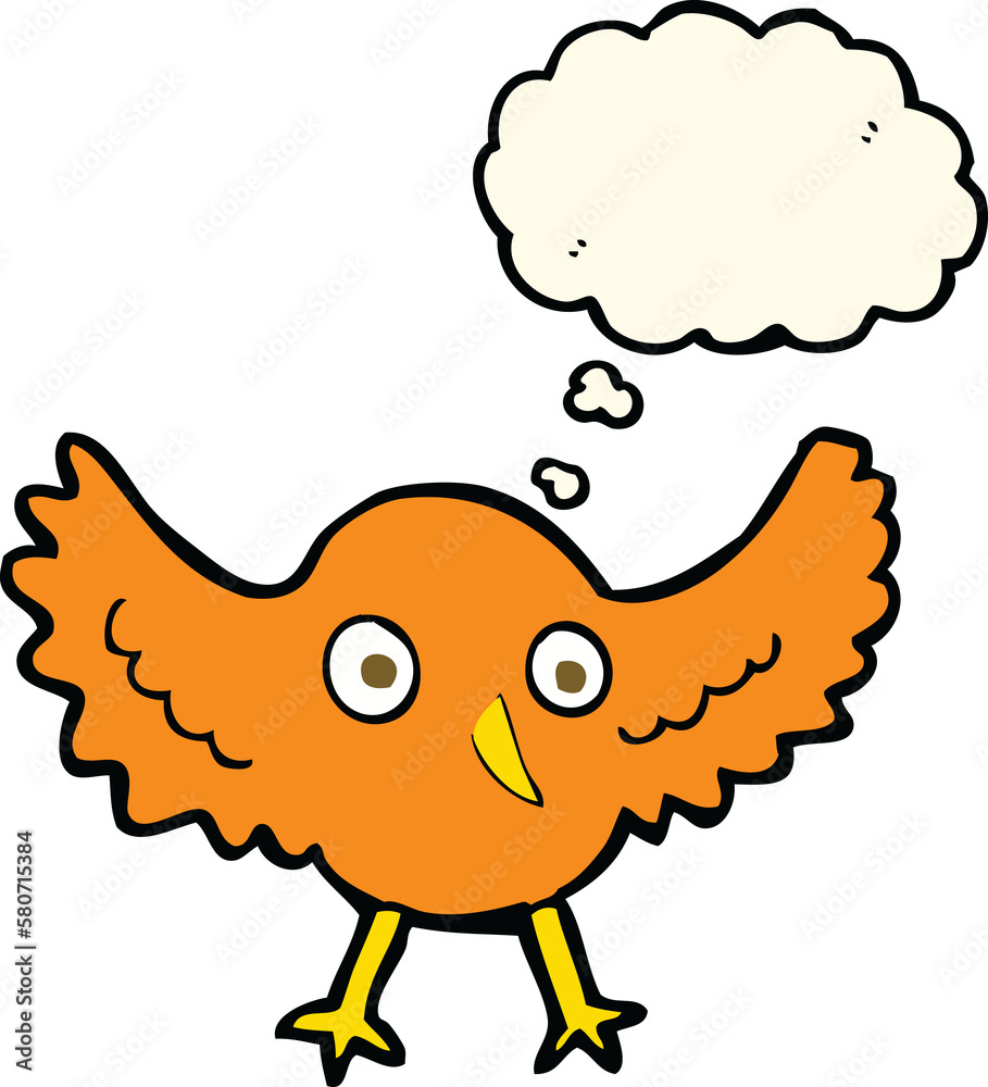 cartoon bird with thought bubble cartoon bird with thought bubble