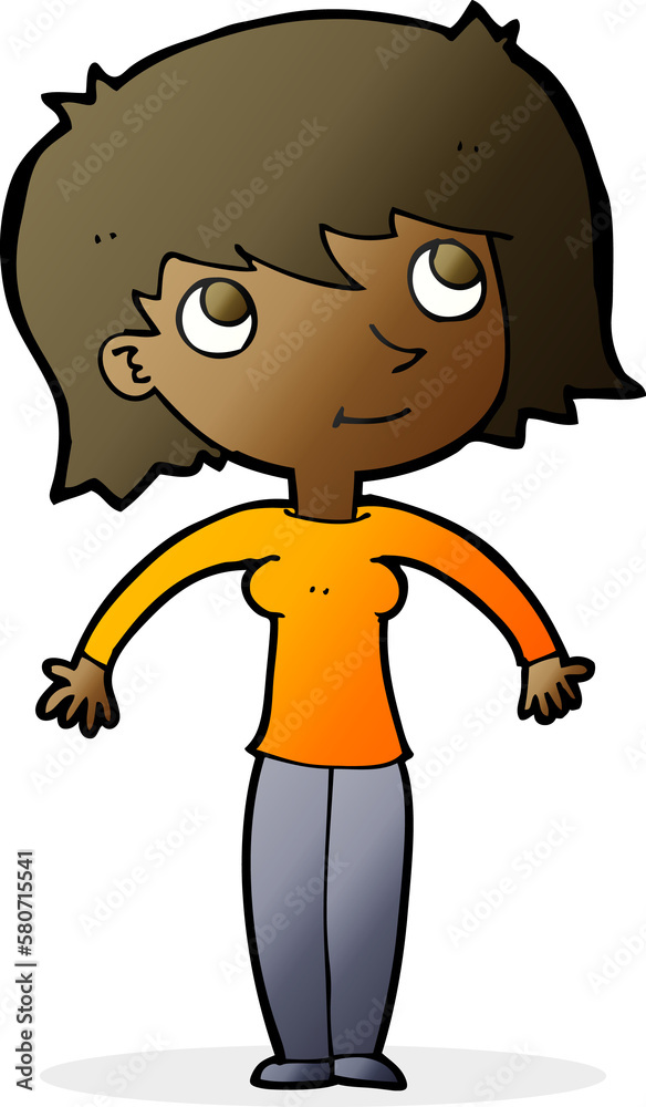 cartoon woman shrugging