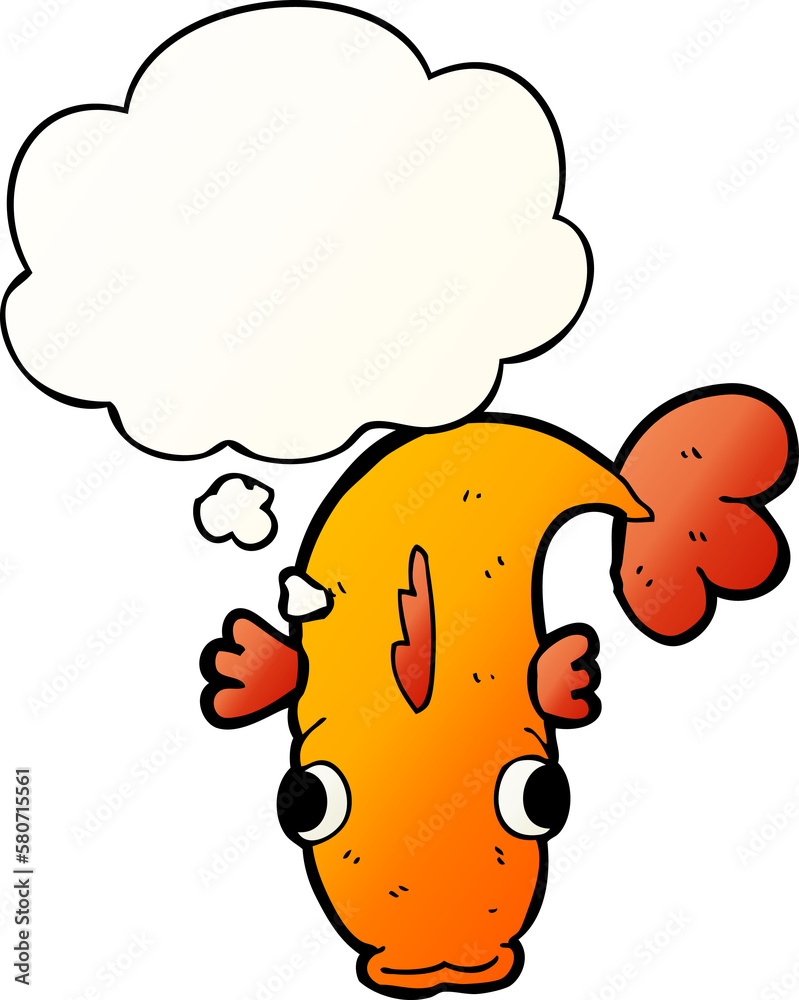 cartoon fish and thought bubble in smooth gradient style cartoon fish and thought bubble in smooth gradient style