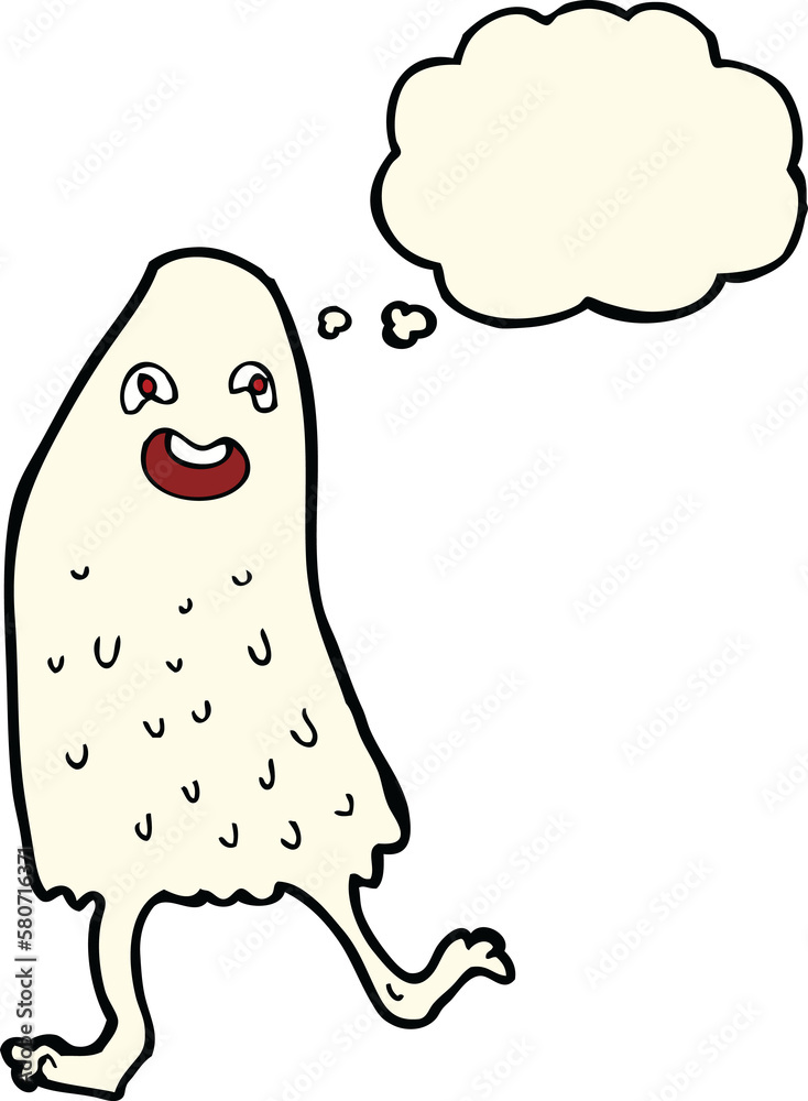 cartoon funny slime monster with thought bubble cartoon funny slime monster with thought bubble