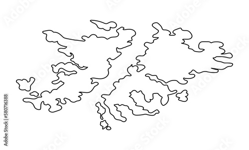 MALVINAS ISLANDS, SILHOUETTE UNFILLED, ISOLATED IMAGE OF ISLANDS