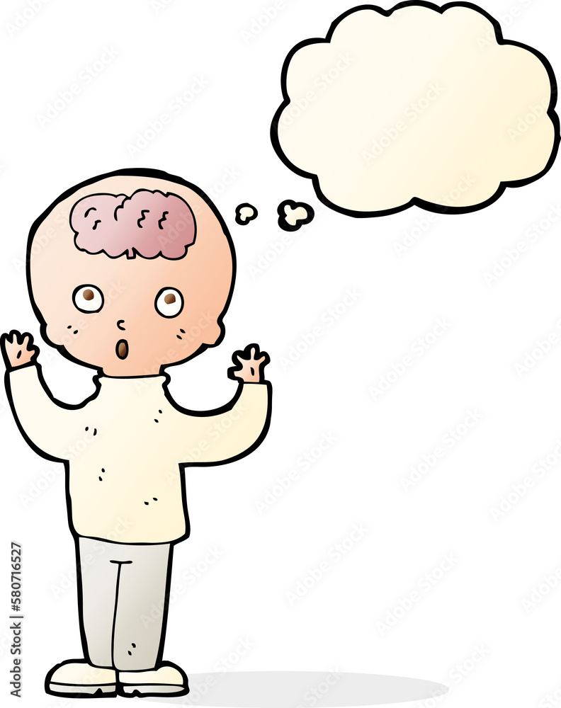 cartoon genius with thought bubble cartoon genius with thought bubble