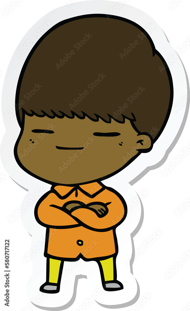 sticker of a cartoon smug boy