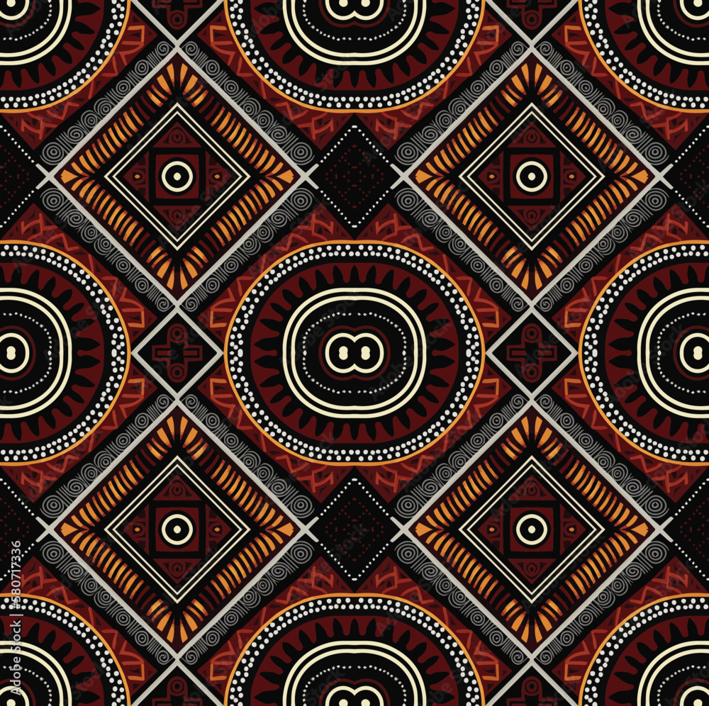 Seamless geometric pattern, African style. Design for fabric, banner, poster. Vector elements.
