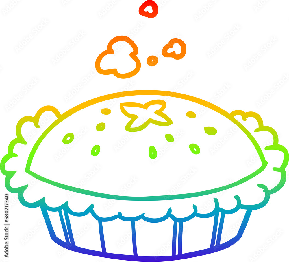 rainbow gradient line drawing hot pie fresh out of the oven rainbow gradient line drawing hot pie fresh out of the oven