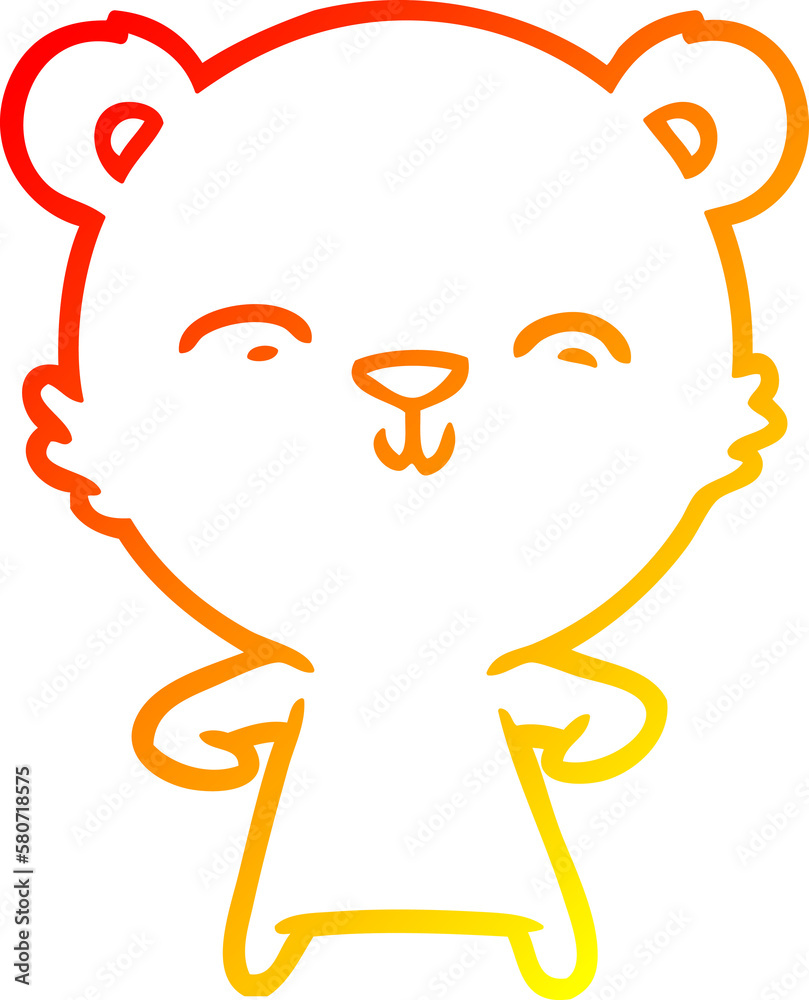 warm gradient line drawing happy cartoon bear warm gradient line drawing happy cartoon bear