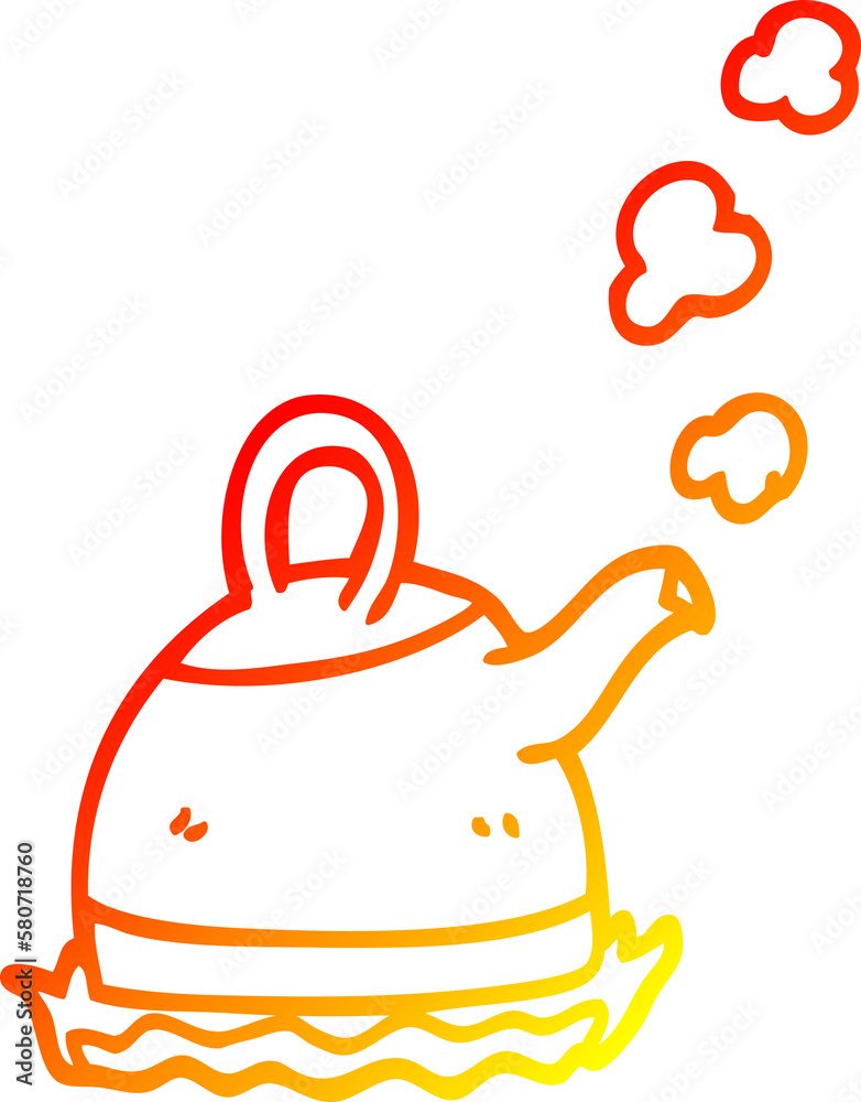 warm gradient line drawing cartoon kettle on stove warm gradient line drawing cartoon kettle on stove