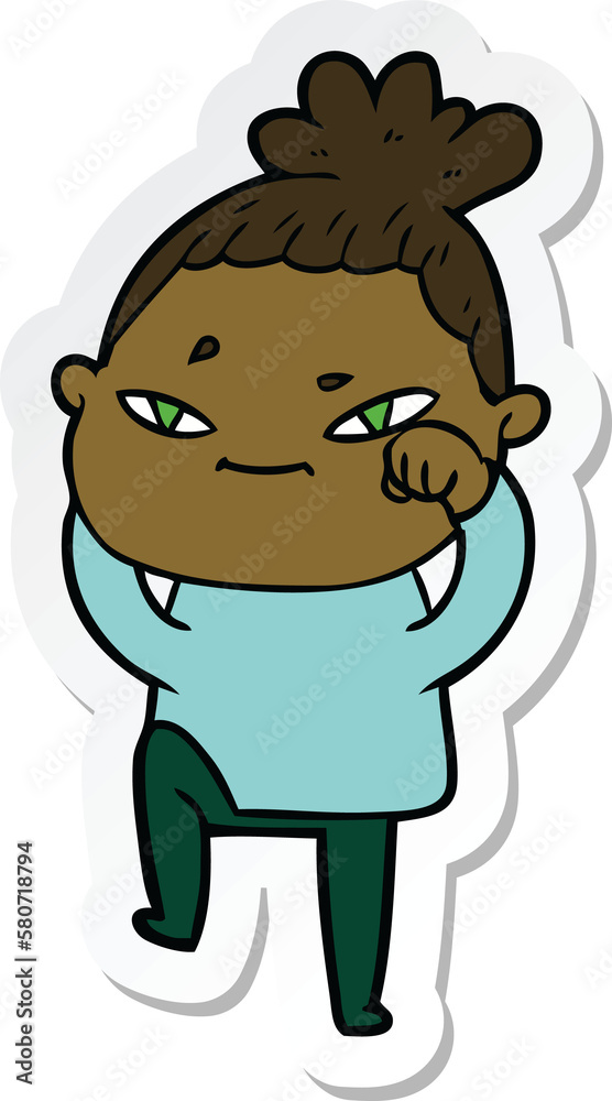 sticker of a cartoon woman sticker of a cartoon woman