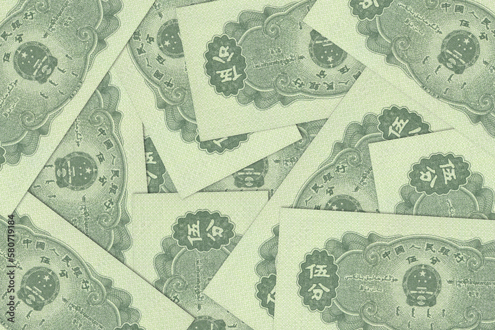 Obraz premium Chinese banknotes. Close up money from China. Chinese yuan. Renminbi.3D render