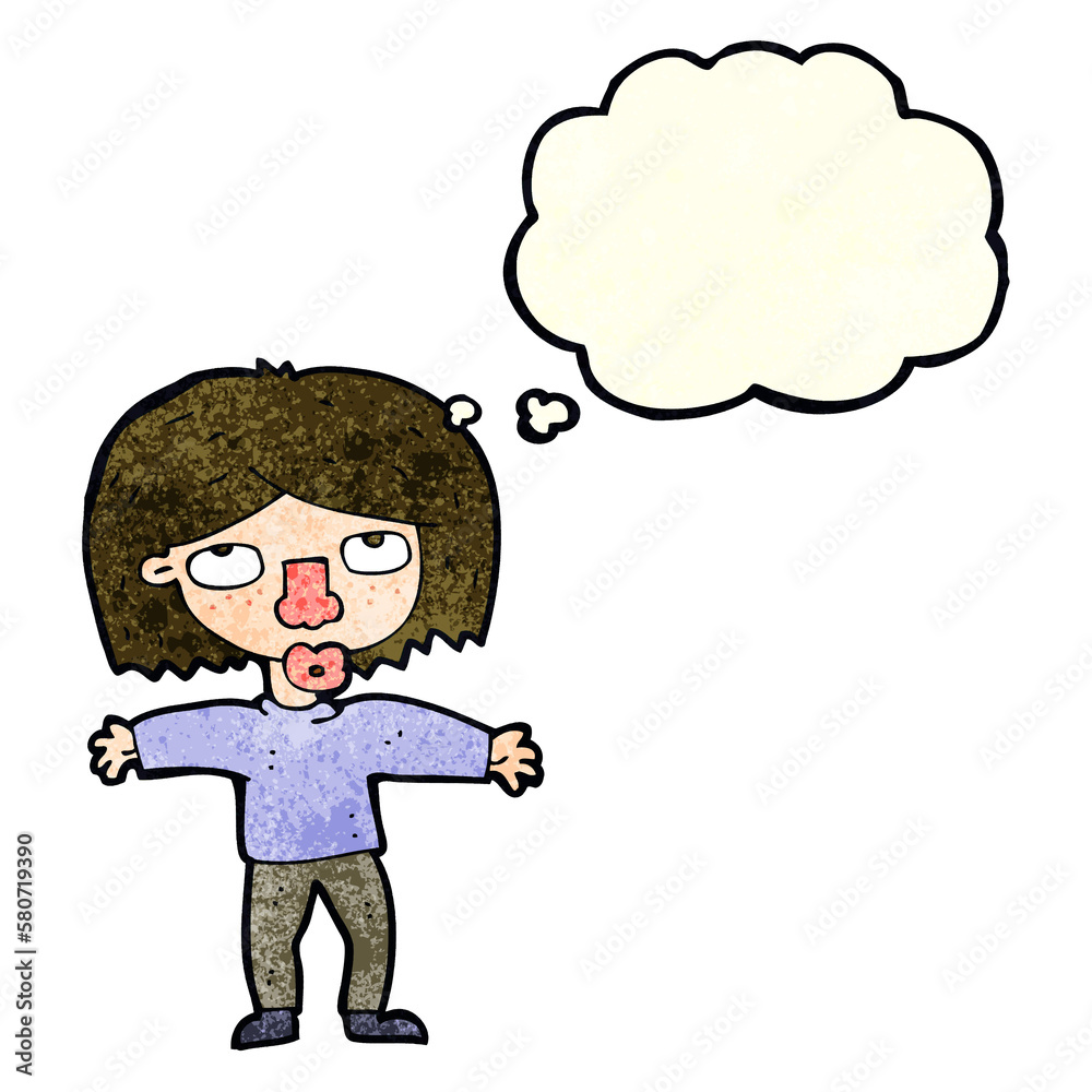cartoon girl looking upwards with thought bubble cartoon girl looking upwards with thought bubble