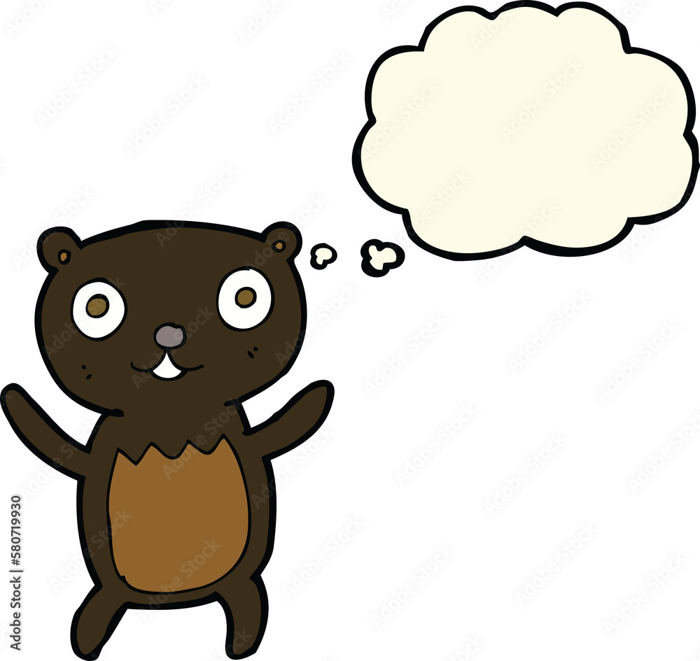 cartoon black bear cub with thought bubble cartoon black bear cub with thought bubble