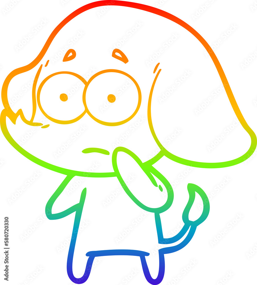 Fototapeta premium rainbow gradient line drawing cartoon unsure elephant
