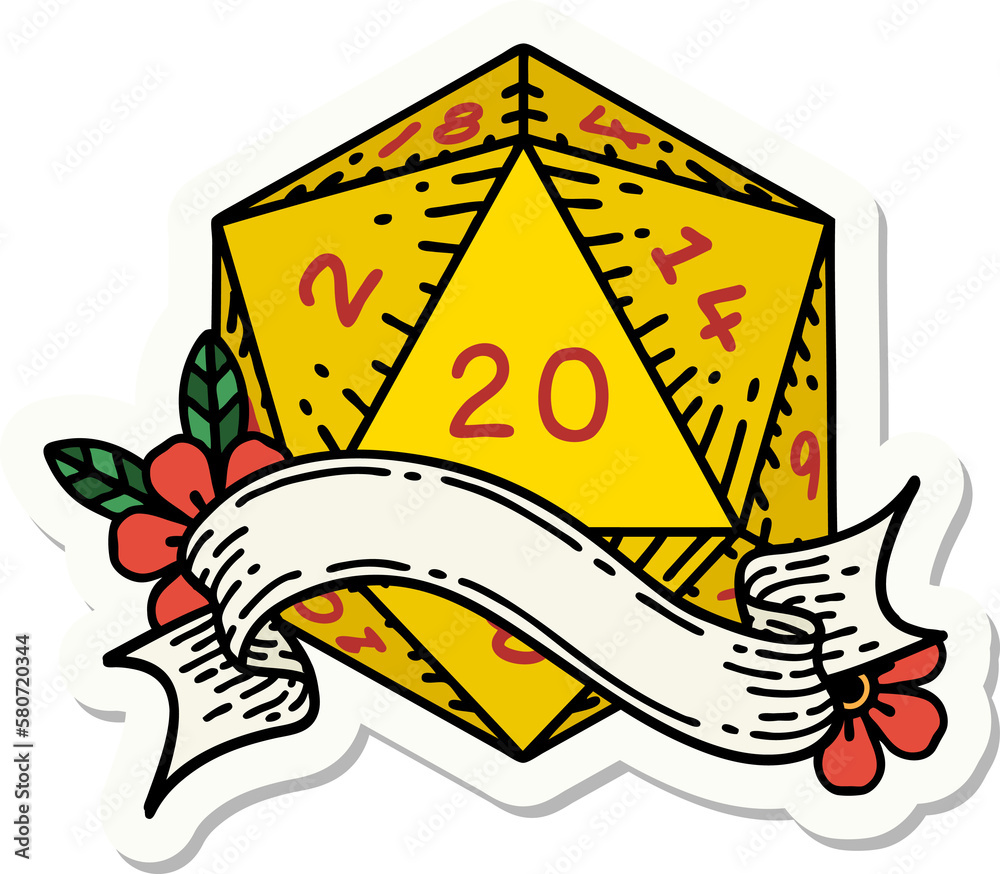 natural twenty D20 dice roll sticker natural twenty D20 dice roll sticker