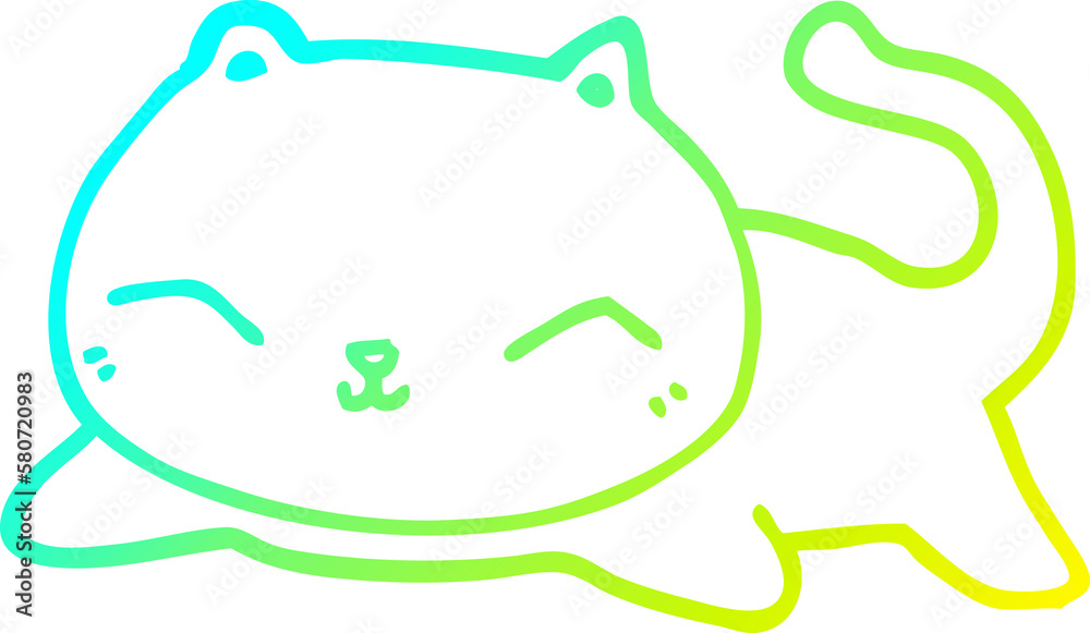 cold gradient line drawing cartoon cat