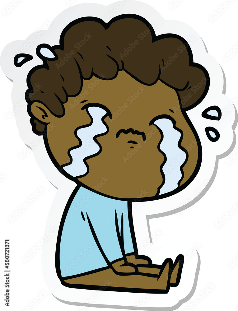 sticker of a cartoon man crying sticker of a cartoon man crying