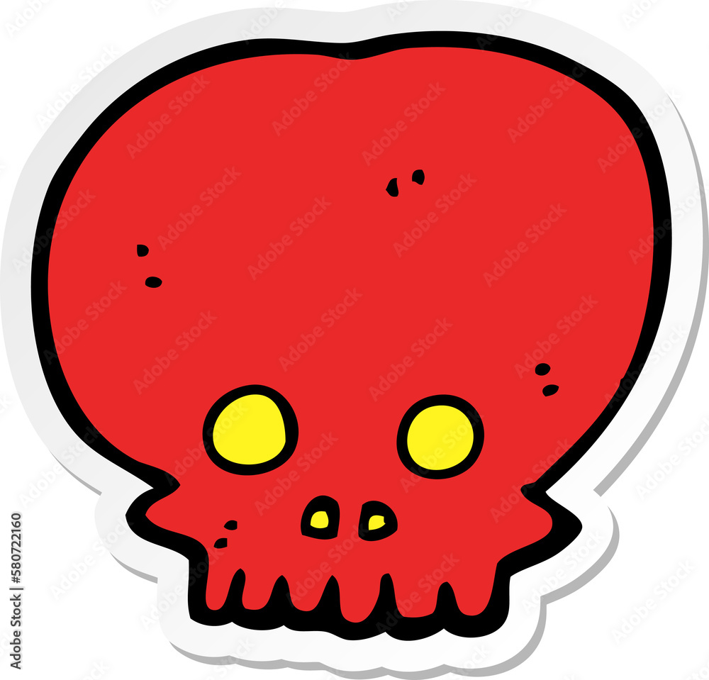 Fototapeta premium sticker of a cartoon spooky skull symbol
