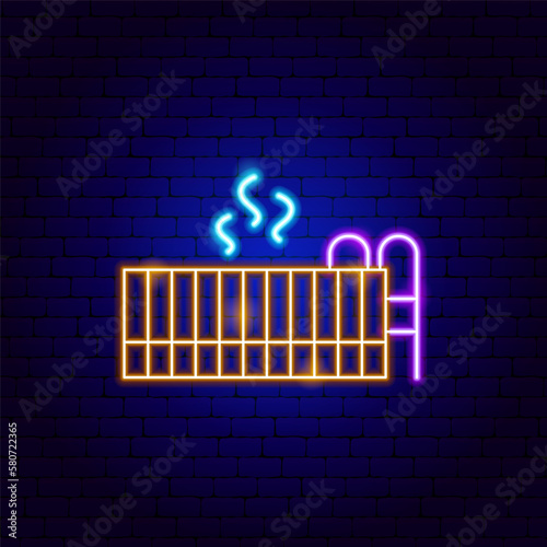 Finnish Bath Neon Sign. Vector Illustration of Washing Procedure. Clean and Wash. Glowing Led Lamp Promotion.