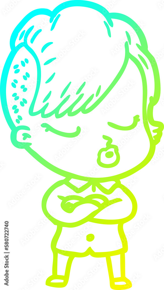 cold gradient line drawing cartoon pretty hipster girl cold gradient line drawing cartoon pretty hipster girl