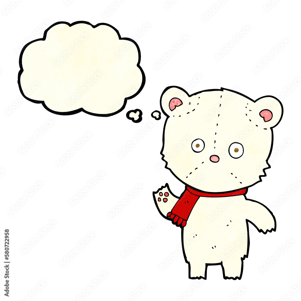 cartoon waving polar bear with thought bubble cartoon waving polar bear with thought bubble