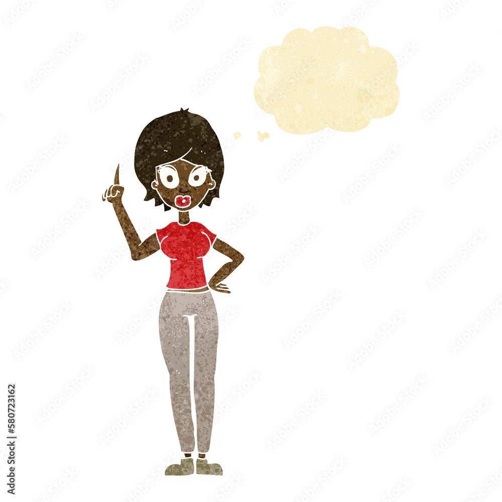 cartoon woman explaining her point with thought bubble cartoon woman explaining her point with thought bubble