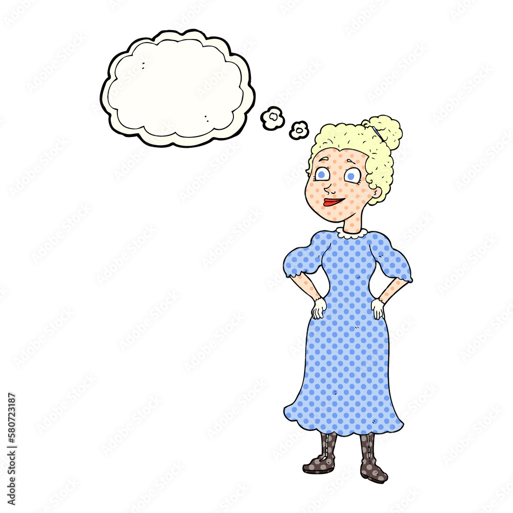 thought bubble cartoon victorian woman in dress thought bubble cartoon victorian woman in dress