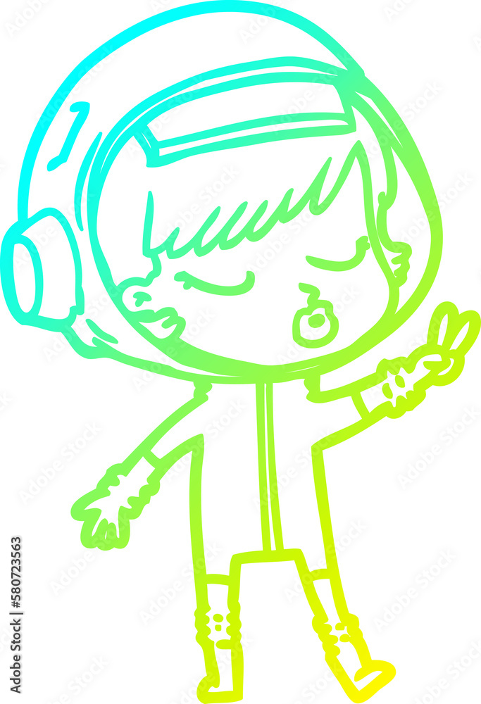 cold gradient line drawing cartoon pretty astronaut girl cold gradient line drawing cartoon pretty astronaut girl