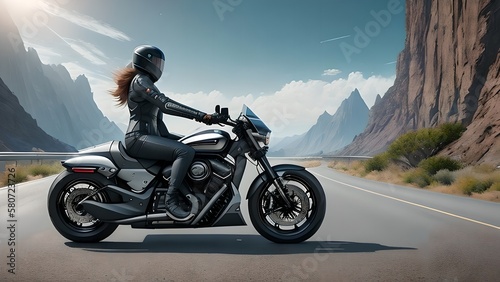 Image of a modern motorcycle, generative AI © progressman