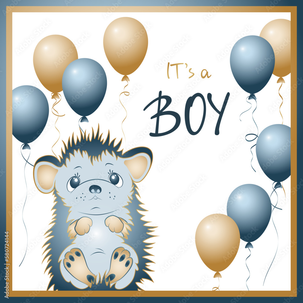 It's a boy. Baby shower poster vector template. Newborn child gender ...