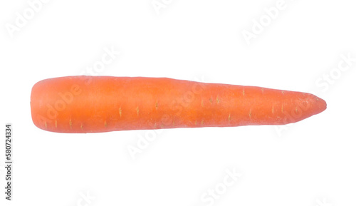 Top view photo of single fresh orange carrot vegetable isolated on white background with clipping path in png file format