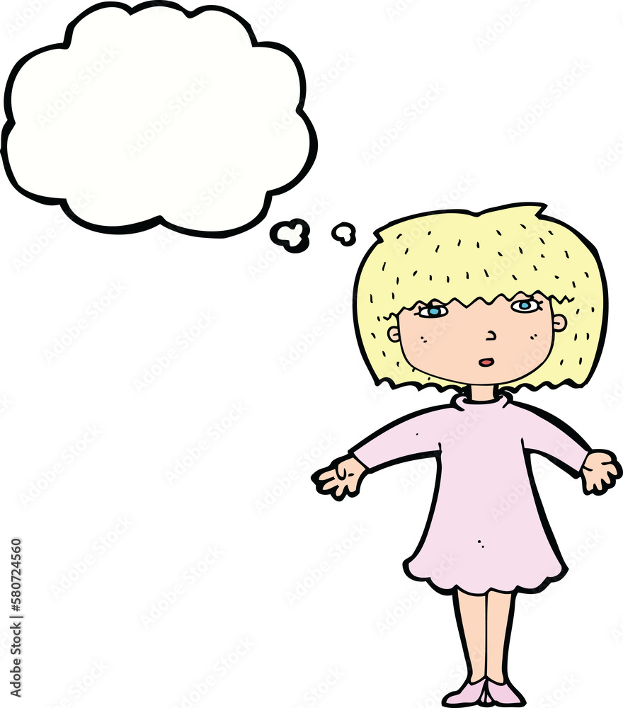 cartoon surprised woman with thought bubble cartoon surprised woman with thought bubble