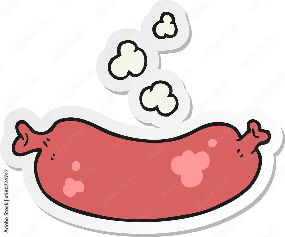 sticker of a cartoon hot sausage sticker of a cartoon hot sausage