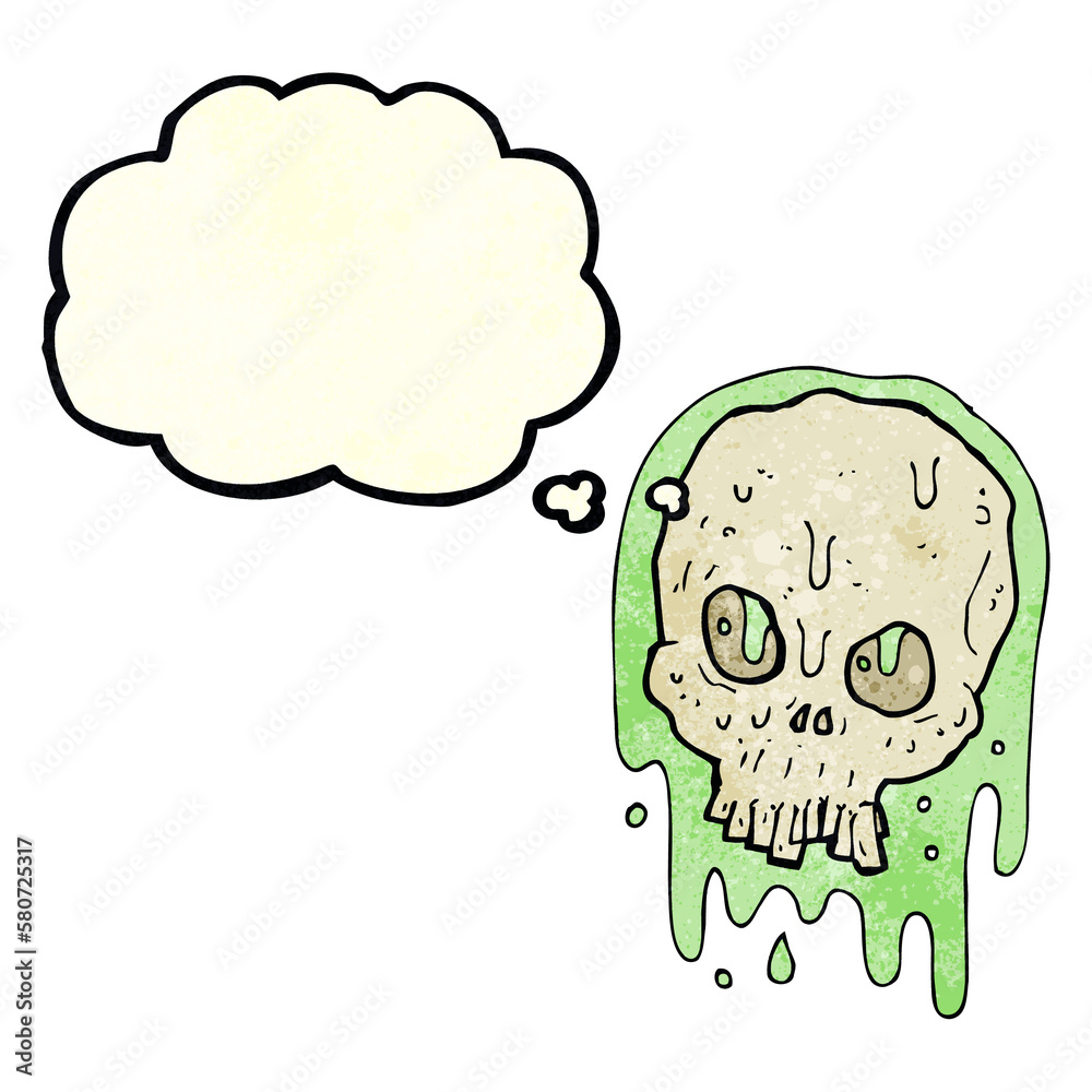 cartoon slimy skull with thought bubble cartoon slimy skull with thought bubble