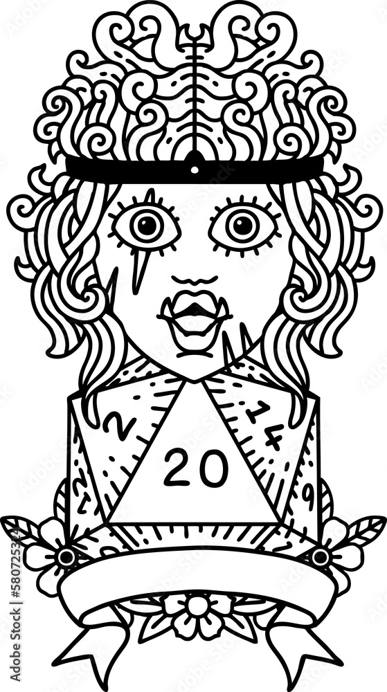 half orc barbarian character with natural 20 dice roll illustration half orc barbarian character with natural 20 dice roll illustration