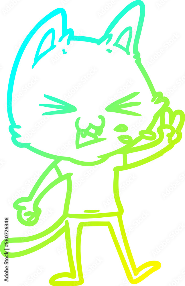 cold gradient line drawing cartoon cat hissing cold gradient line drawing cartoon cat hissing