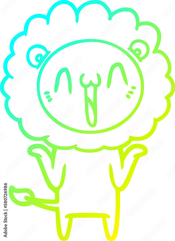 cold gradient line drawing happy cartoon lion cold gradient line drawing happy cartoon lion
