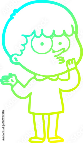 cold gradient line drawing cartoon curious boy