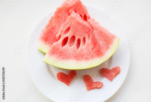 watermelon on a white plate