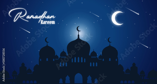 beautiful ramadan night full of stars and happiness silhouettes of mosques lined up neatly