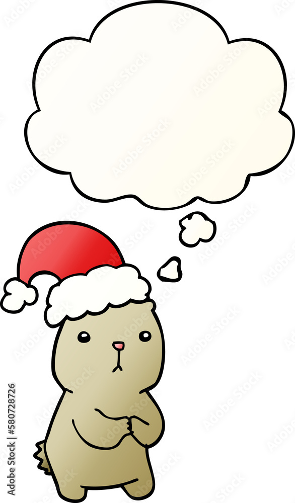 cartoon christmas bear worrying and thought bubble in smooth gradient style cartoon christmas bear worrying and thought bubble in smooth gradient style