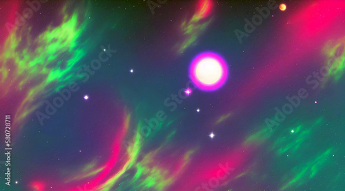 beautiful universe space psichedelic neon nebula sky  background new quality universal joyful colorful  stock image illustration wallpaper design, Generative AI photo