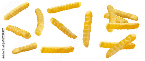 Crinkle Cut French Fries isolated. PNG transparency
