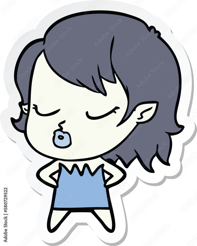 sticker of a cute cartoon vampire girl